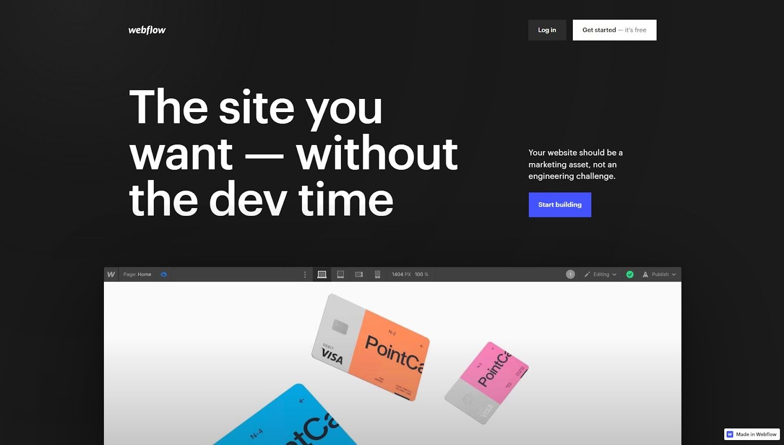 Webflow’s homepage