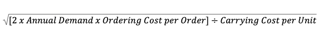 The formula for EOQ