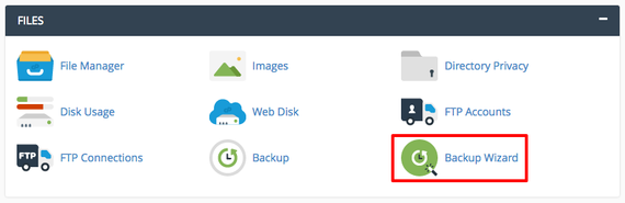 backup wizard highlighted