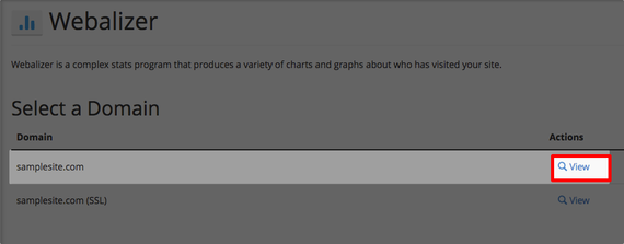 view link highlighted