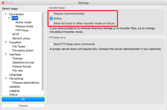 radio button selected Active