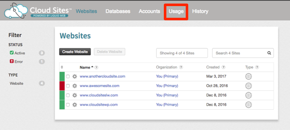 usage link highlighted