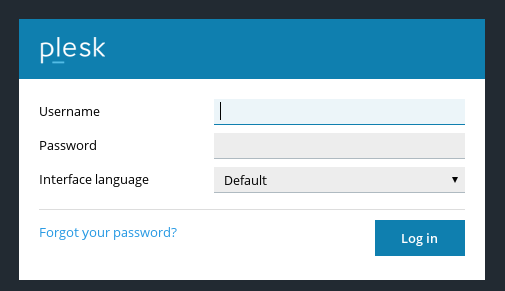 plesk login screen
