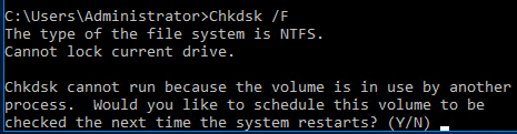 forced checkdisk message