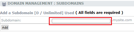 subdomain name textbox