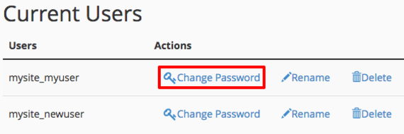 change password link highlighted