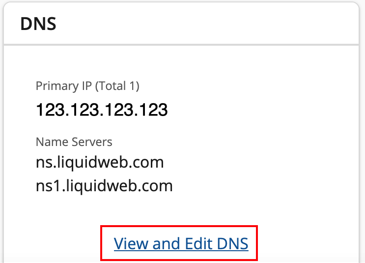 dns view and edit button highlighted
