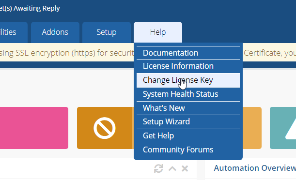 change license key link