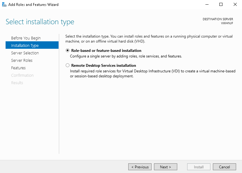 Select Installation Type