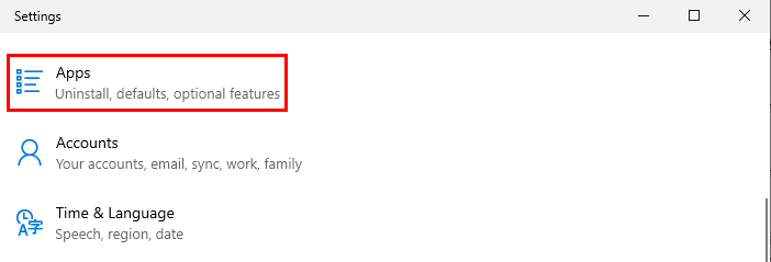 Opening Apps from the Windows settings.