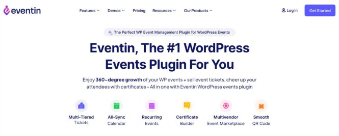Eventin landing page.