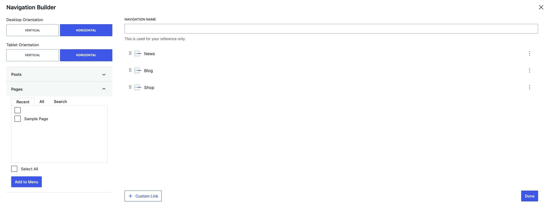 Navigation Builder Sample