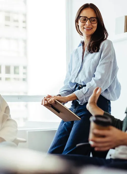 woman using erp hosting