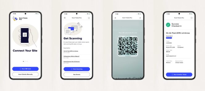 Visual representation of QR code ticket validation with Event Tickets Plus