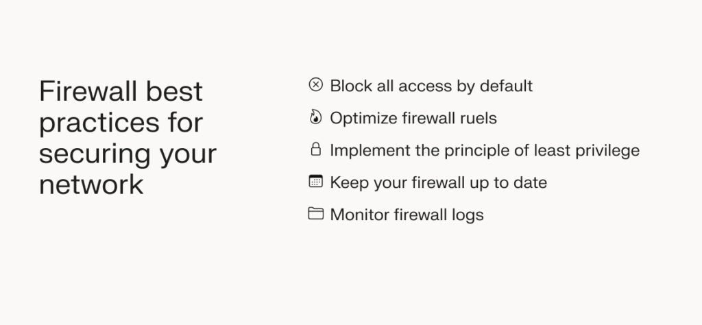 Follow a set of best practices to maintain network security.