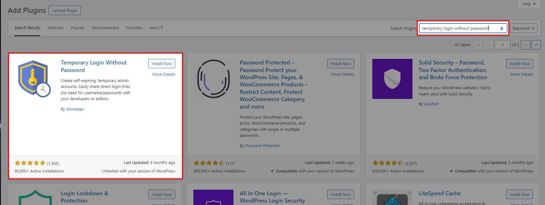 Installing Temporary Login Without Password WordPress Plugin