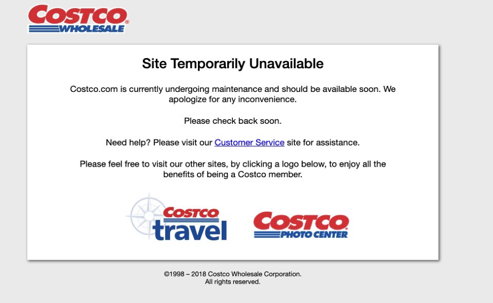 Costco’s website shut down on Thanksgiving. 