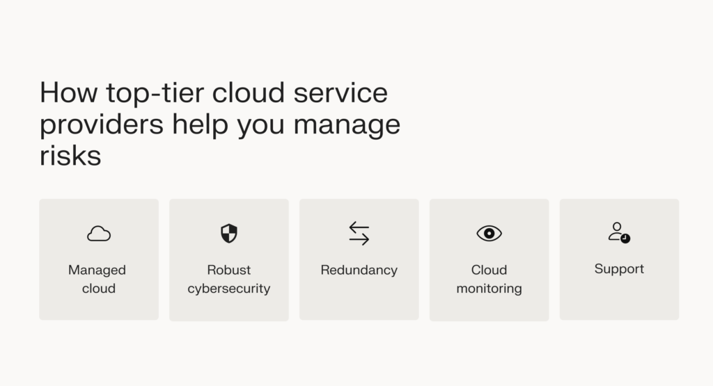Opting for a top-tier cloud service provider helps you manage risks in several ways.