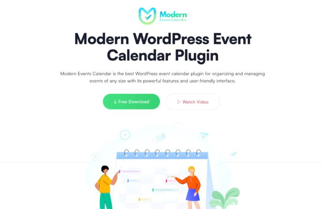 Modern Events Calendar homepage.