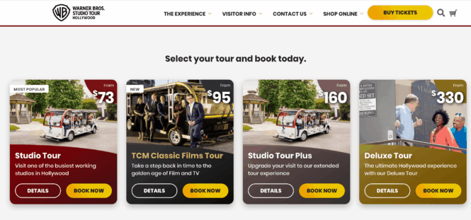 Warner Bros. Studio Tour’s event page created with The Events Calendar