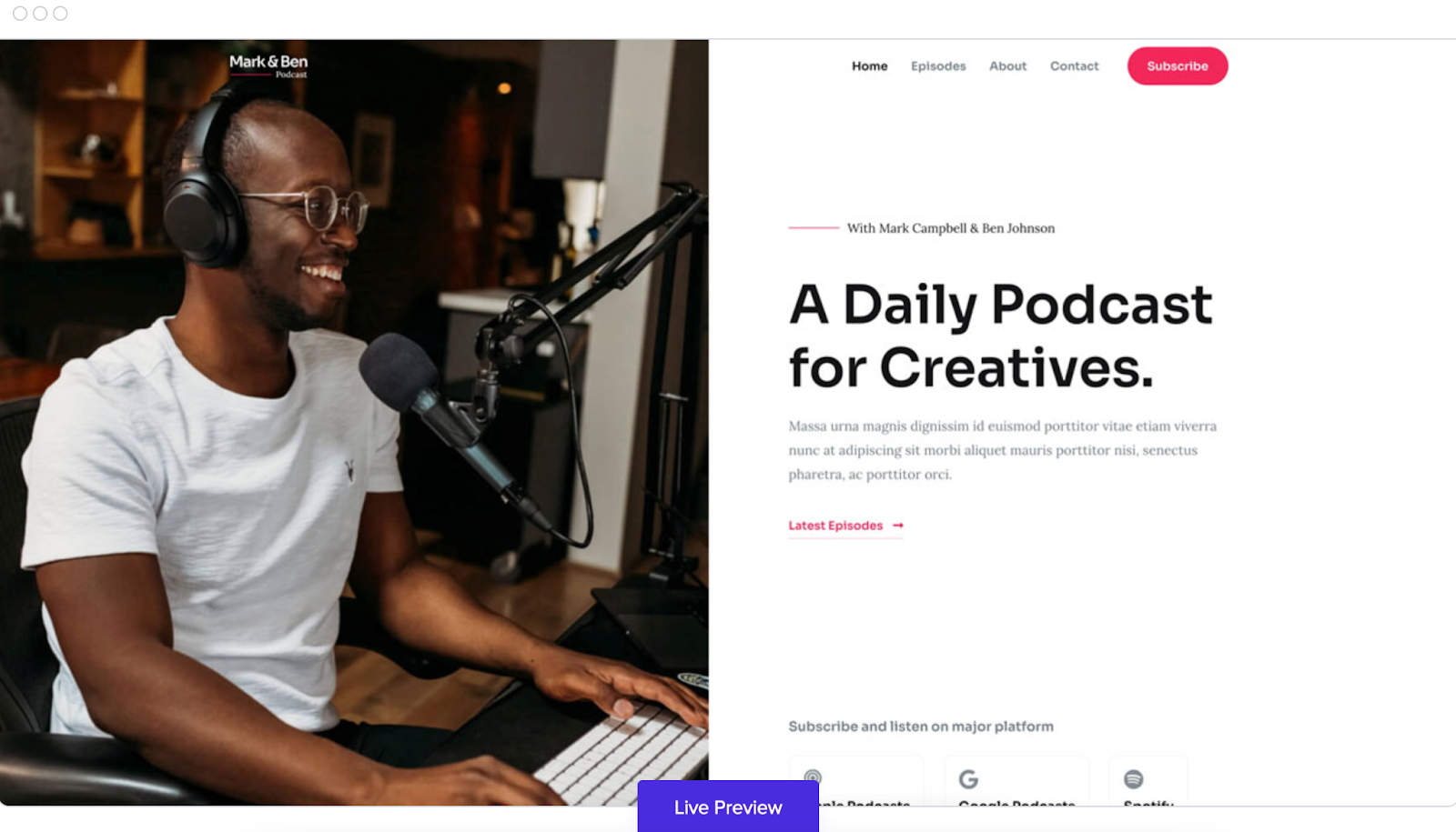 Astra offers a visually appealing free WordPress theme that's made for WordPress podcast hosting. 