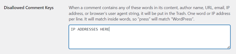 Blocking comment IPs through WordPress
