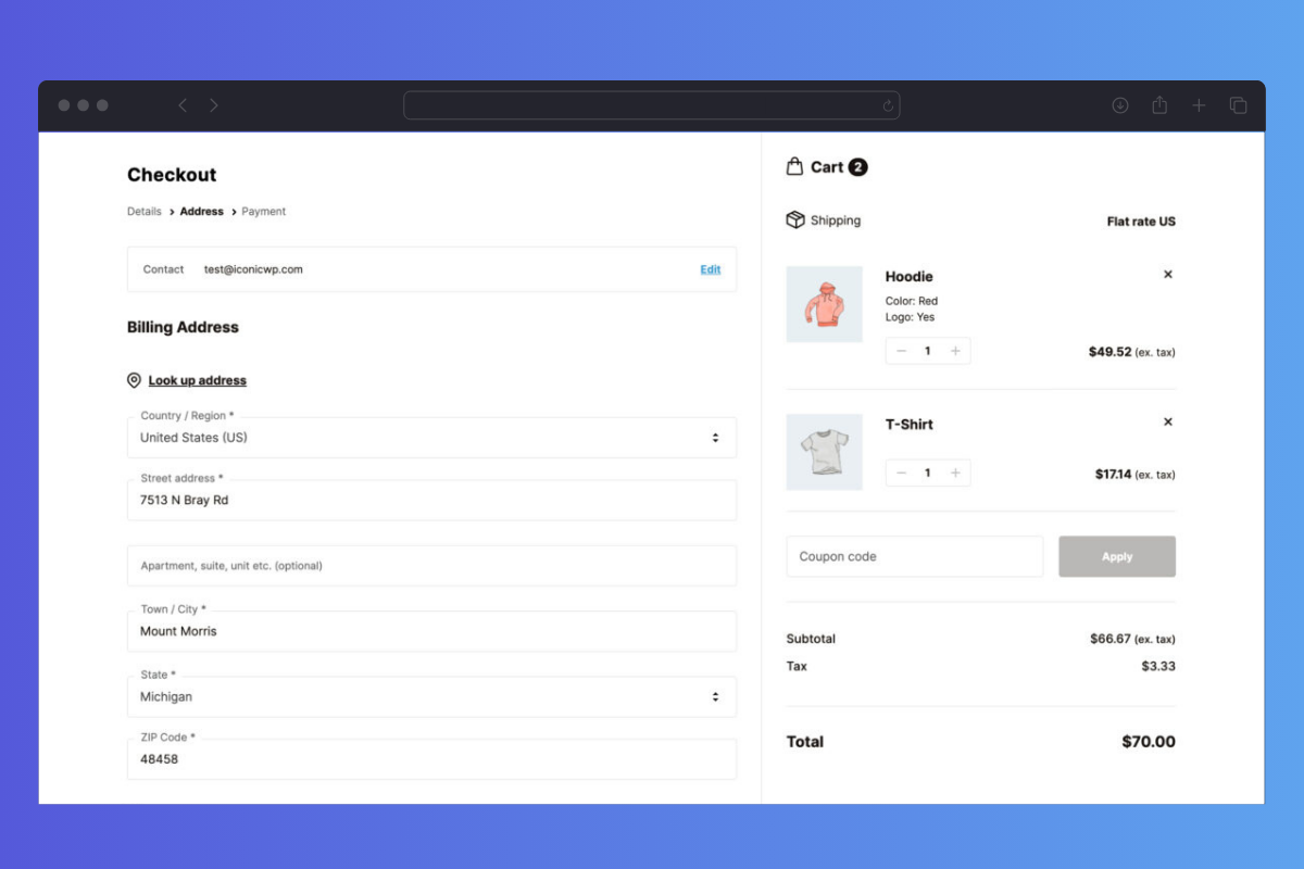 Flux Checkout for WooCommerce Entered Address