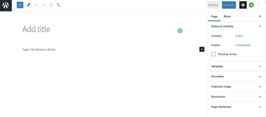 building wordpress site page