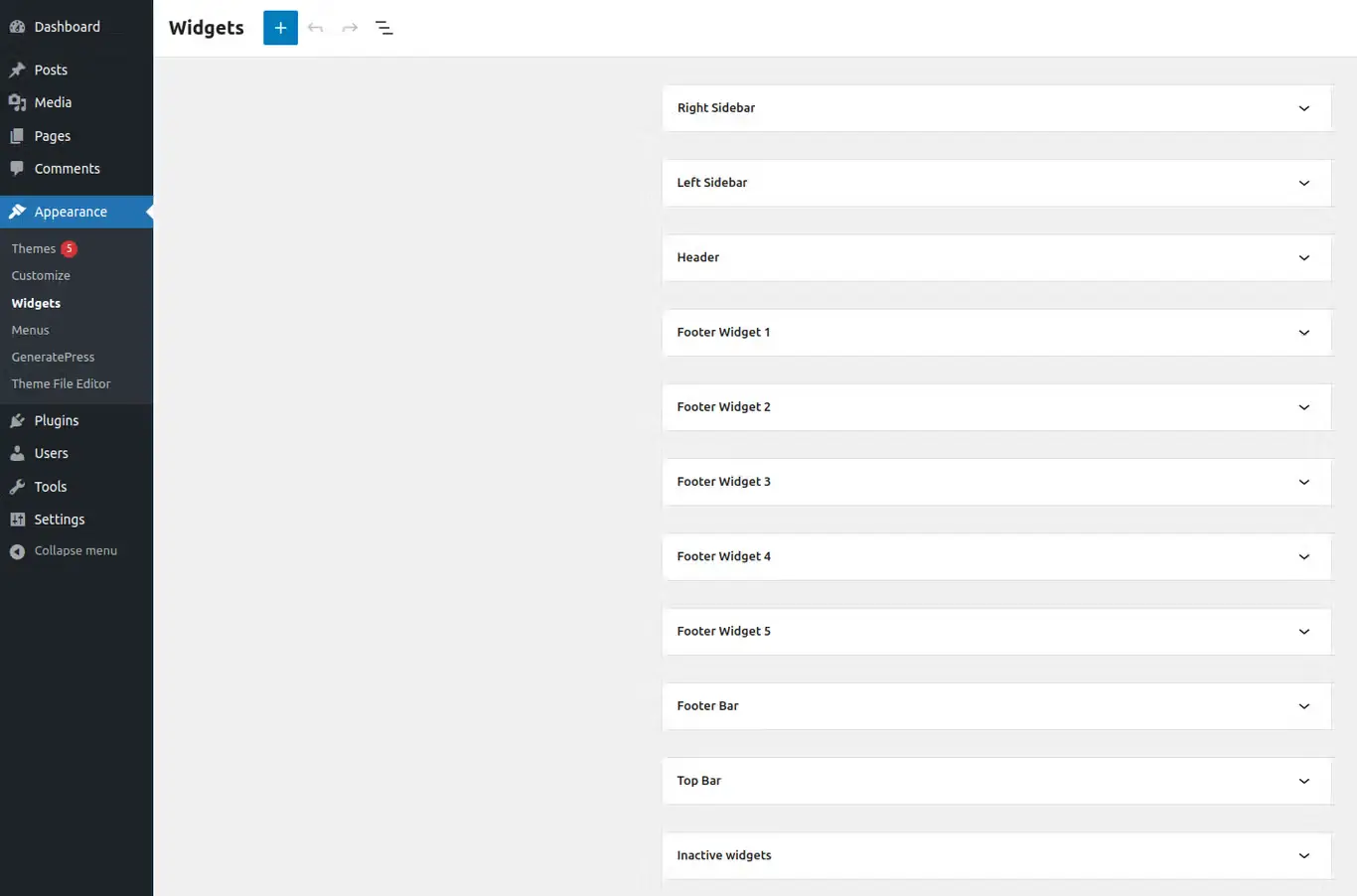 wordpress widgets in many areas