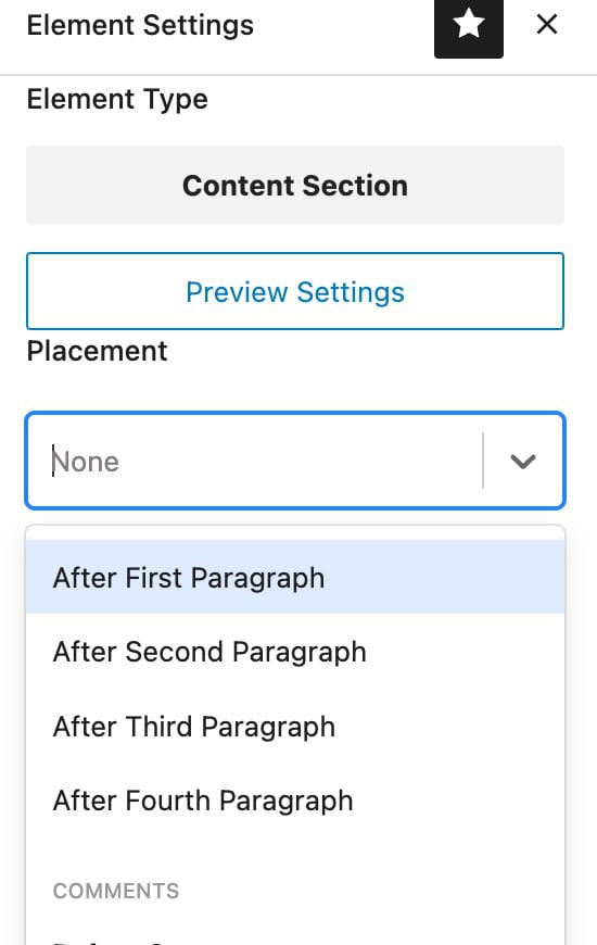 Element Settings