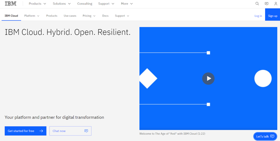 IBM Cloud for enterprises. 