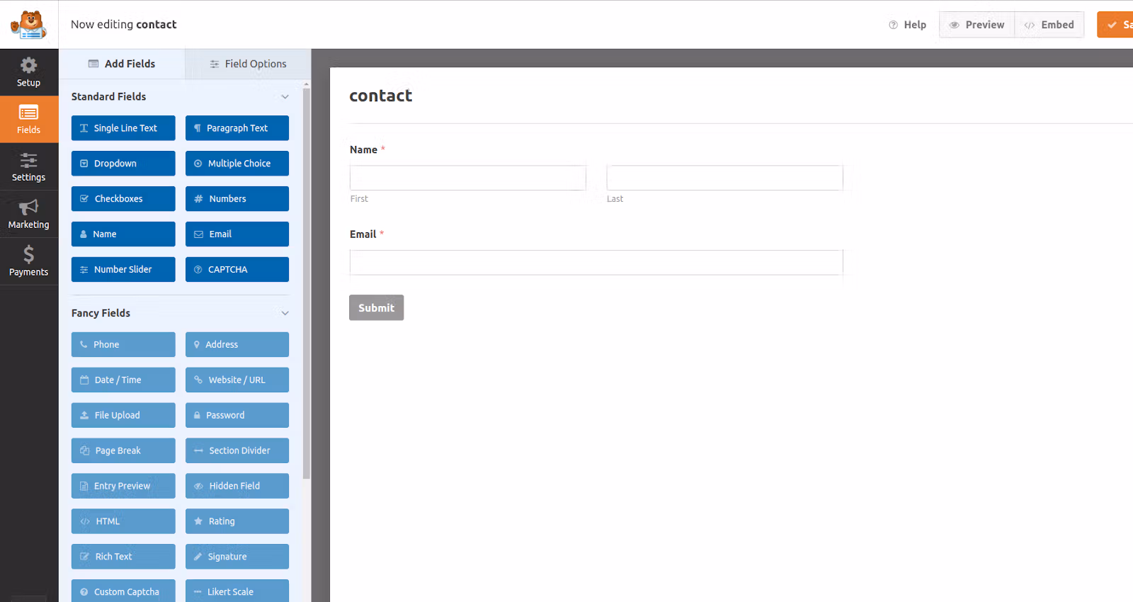 customize new contact form wp
