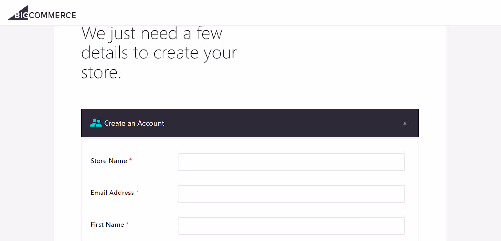 new bigcommerce account