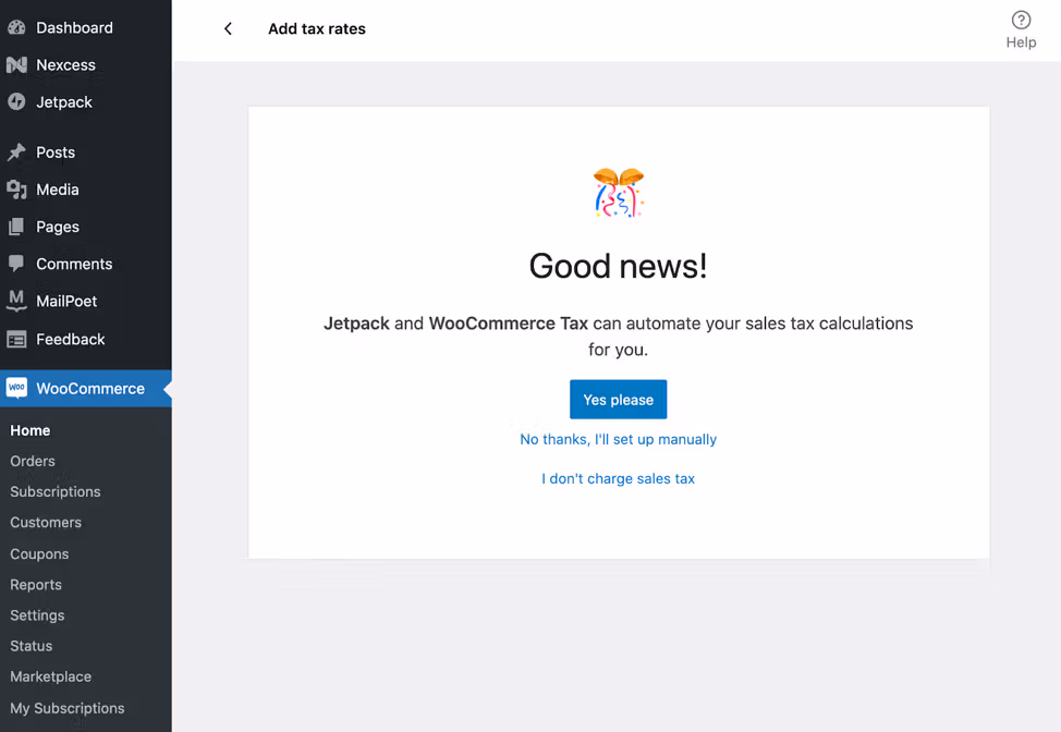 jetpack and woocommerce tax