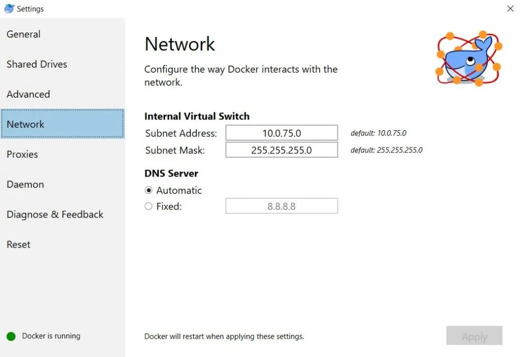docker network config for wp local