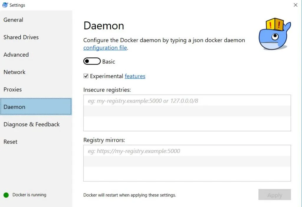docker daemon config for wp local