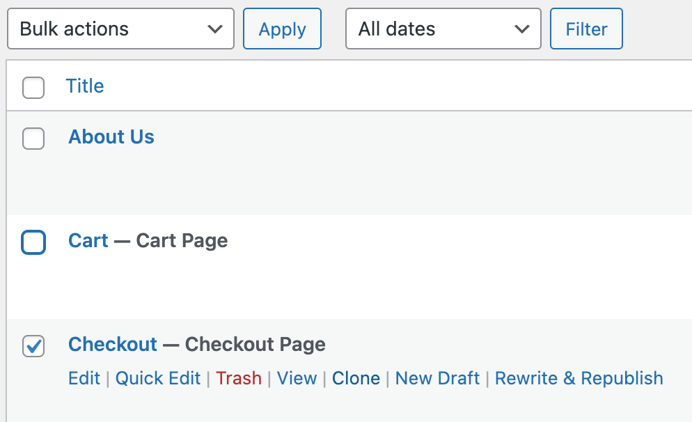 Duplicate post page clone option in wp-admin