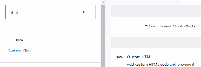 custom html block wp