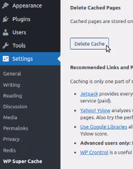 super cache delete