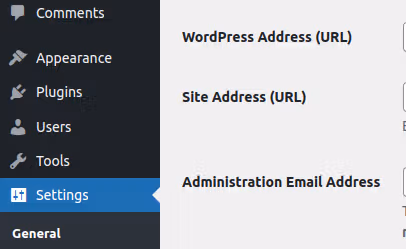 wordpress url settings