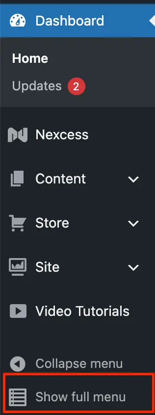 wordpress menu screenshot