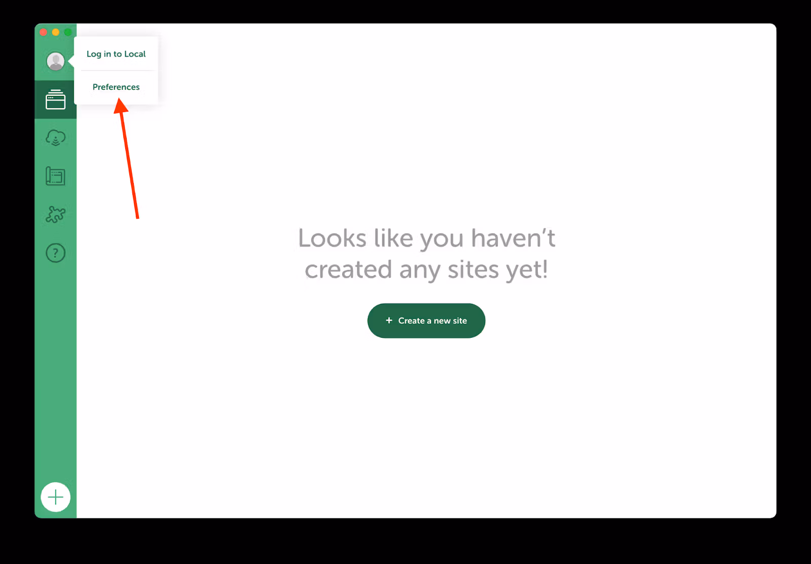 Changing site preferences in LocalWP 