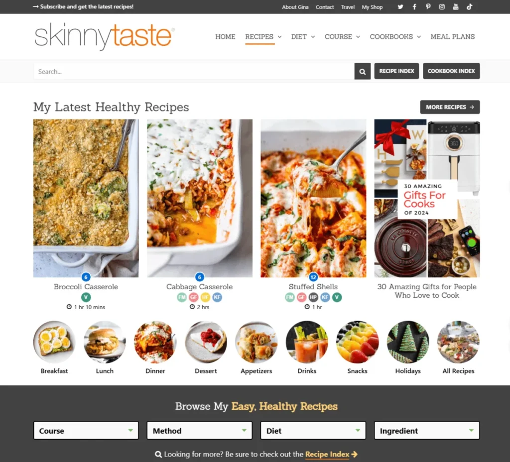 Skinnytaste’s homepage.