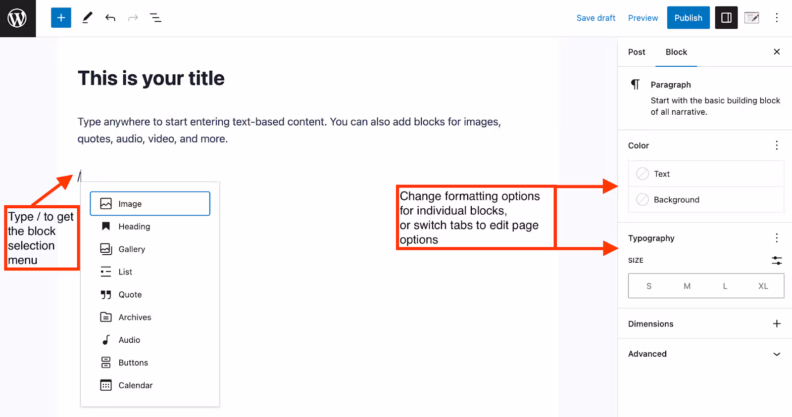 edit a new wordpress blog post