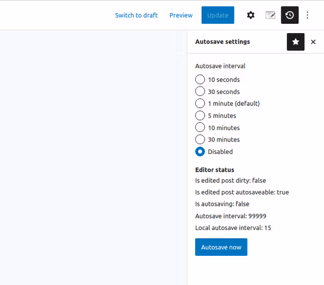 autosave settings screenshot