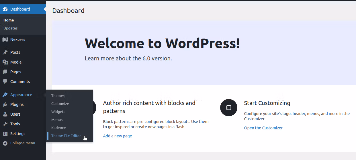 wordpress dashboard screenshot