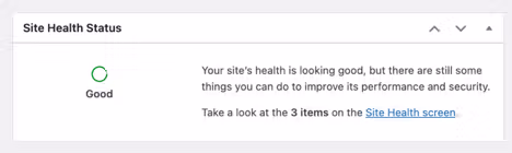 wp site health status good
