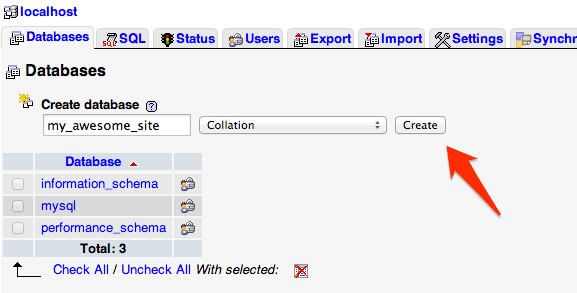 install wp mac name database
