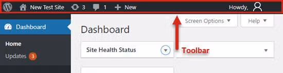 wordpress admin toolbar screenshot