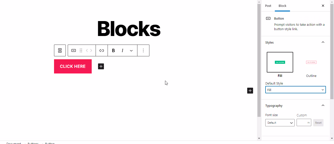 create reusable button block wp